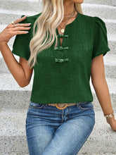 EMERY ROSE Solid Color Lantern Sleeve Button Up Women Casual Summer Blouse Shirt